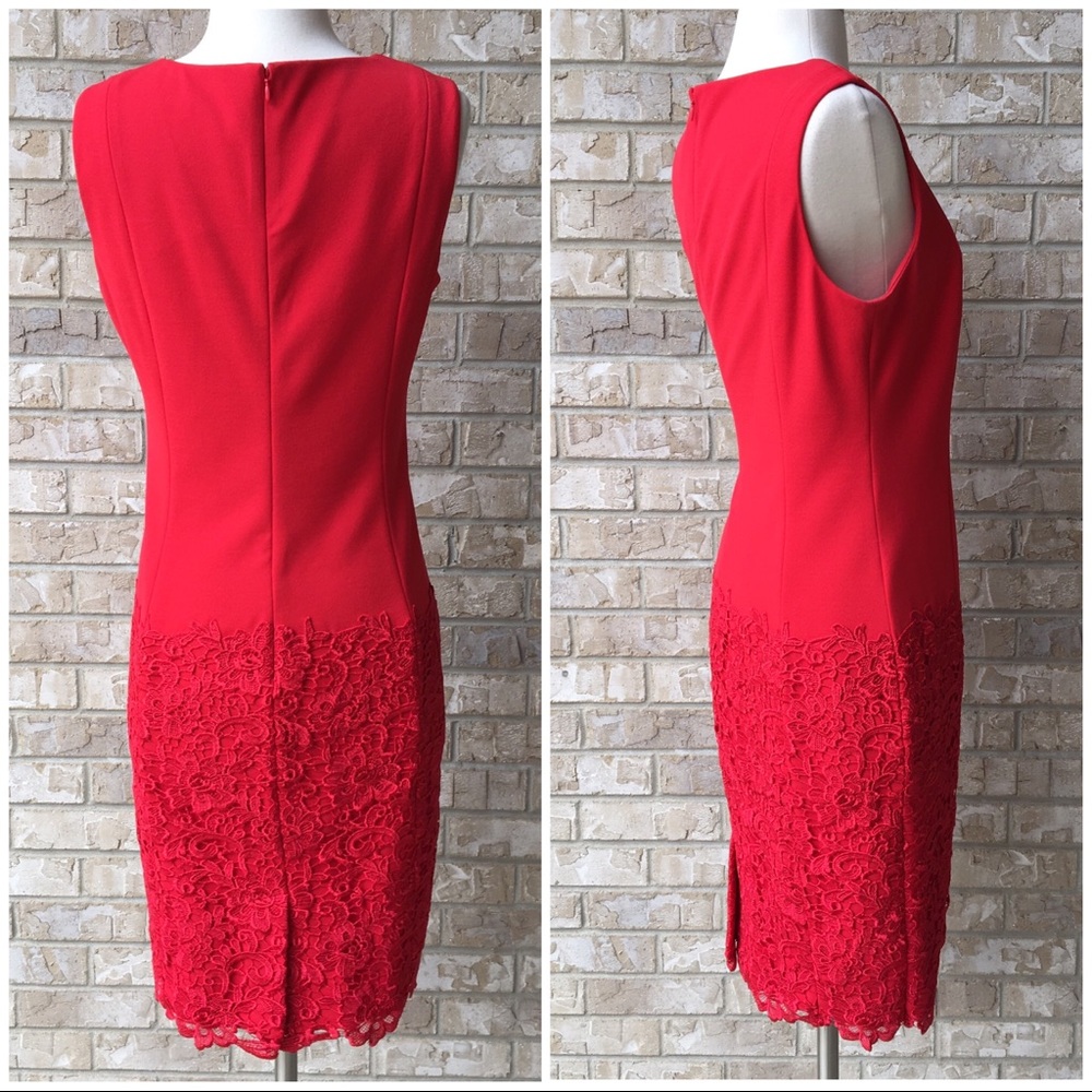 Calvin Klein Coctail Lace Overlay Red Dress Size 10 🌸 - Picture 8 of 8